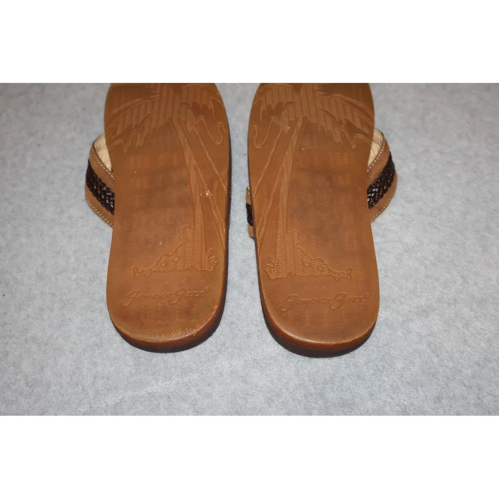 Jamaica Jaxx Flip Flops Mens Large Brown Leather Braided Thong Sandals